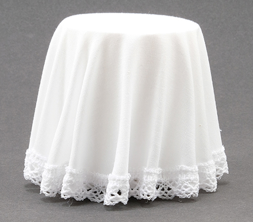 Dollhouse Miniature Skirted Table, White